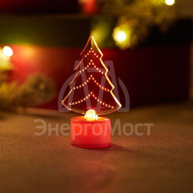 Фигура светодиодная &amp;quot;Елочка&amp;quot; на подставке (батарейки 3хAG13(LR44) в компл.) 10см 1LED IP20 4.5В RGB NEON-NIGHT 501-045