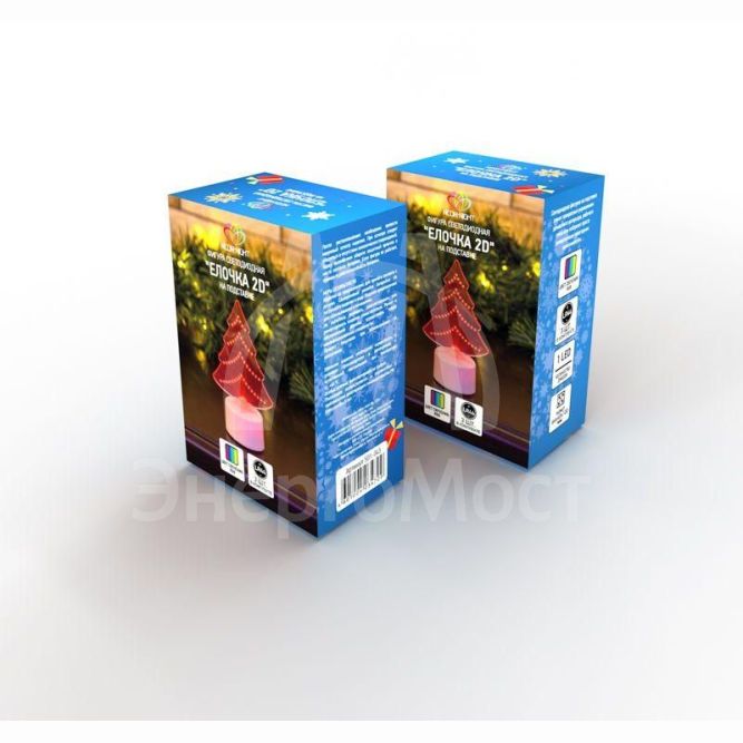 Фигура светодиодная &amp;quot;Елочка&amp;quot; на подставке (батарейки 3хAG13(LR44) в компл.) 10см 1LED IP20 4.5В RGB NEON-NIGHT 501-045