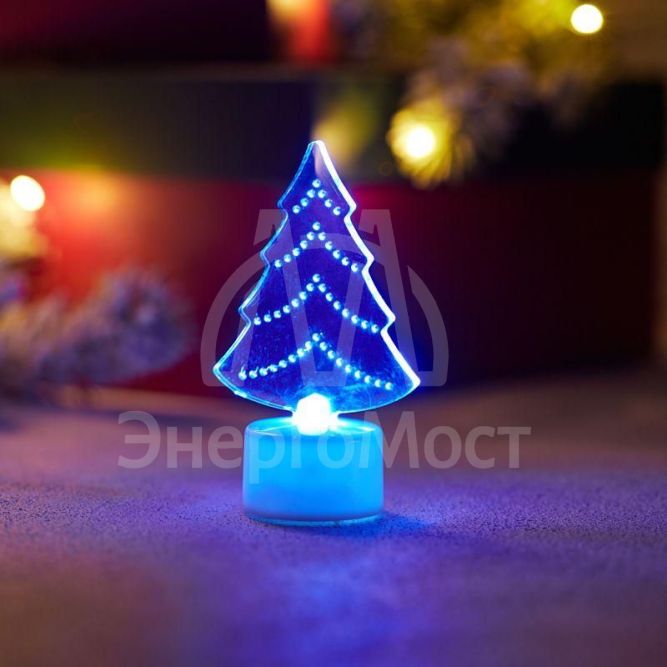 Фигура светодиодная &amp;quot;Елочка&amp;quot; на подставке (батарейки 3хAG13(LR44) в компл.) 10см 1LED IP20 4.5В RGB NEON-NIGHT 501-045
