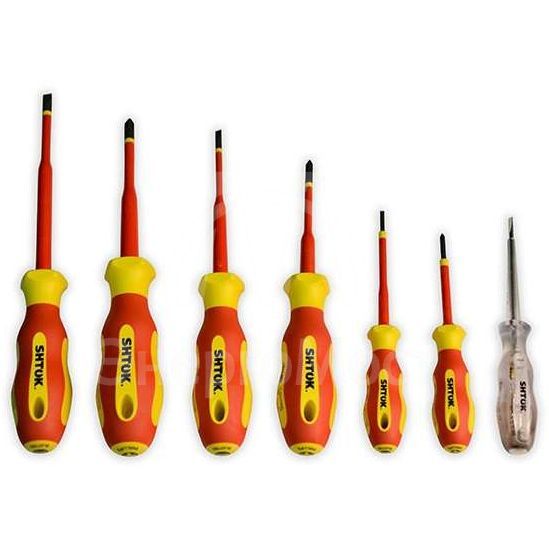 Набор отверток диэлектрических Ph0 Ph1 Ph2 Sl2.5 Sl4.0 Sl5.5 + тестер картон SHTOK 09330