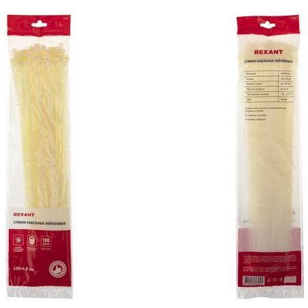 Хомут кабельный 4.8х400 нейл. бел. (уп.100шт) Rexant 07-0400