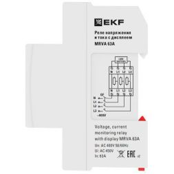 Реле напряжения и тока трехфазное с дисплеем MRVA-3 63A EKF MRVA-3-63A