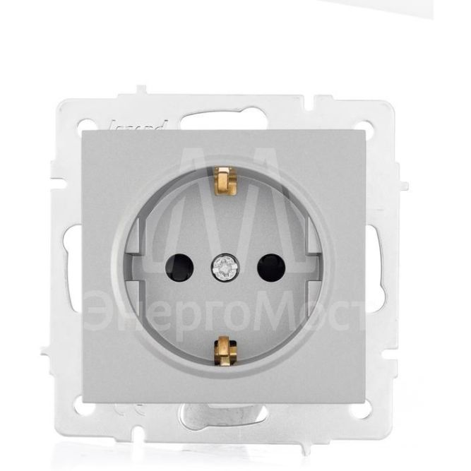 Розетка 1-м СП Vesna с заземл. защ. шторки ПБТ механизм платина LEZARD 742-3588-124B