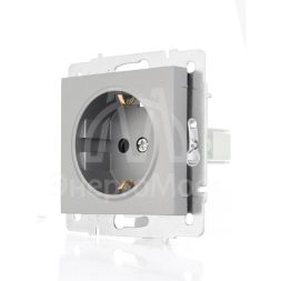 Розетка 1-м СП Vesna с заземл. защ. шторки ПБТ механизм платина LEZARD 742-3588-124B