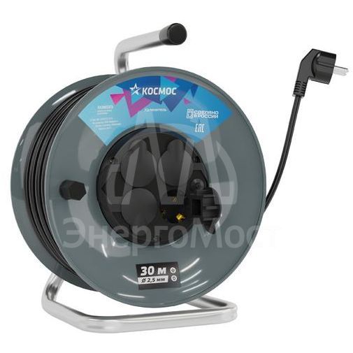 Удлинитель на катушке 4х30м с заземл. 16А IP44 ПВС 3х2.5 Космос YKKsm30m-4g-Z(2.5)IP