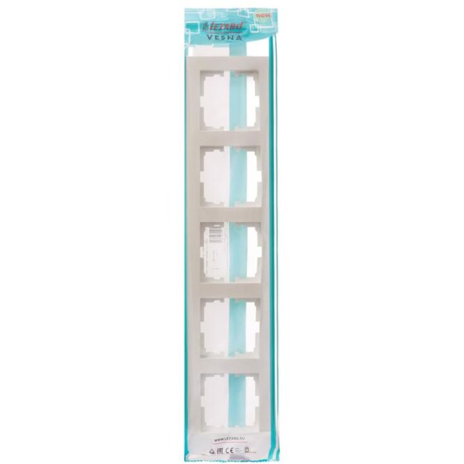 Рамка 5-местн. горизонт. VESNA жемчуж./бел. перламутр LEZARD 742-3000-150