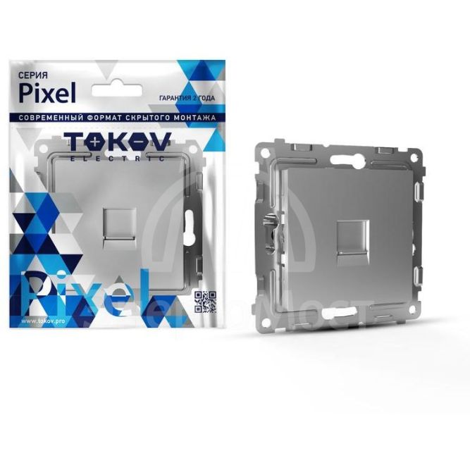 Розетка компьютерная 1-м СП Pixel RJ45 кат.5E механизм алюм. TOKOV ELECTRIC TKE-PX-RC1-C03