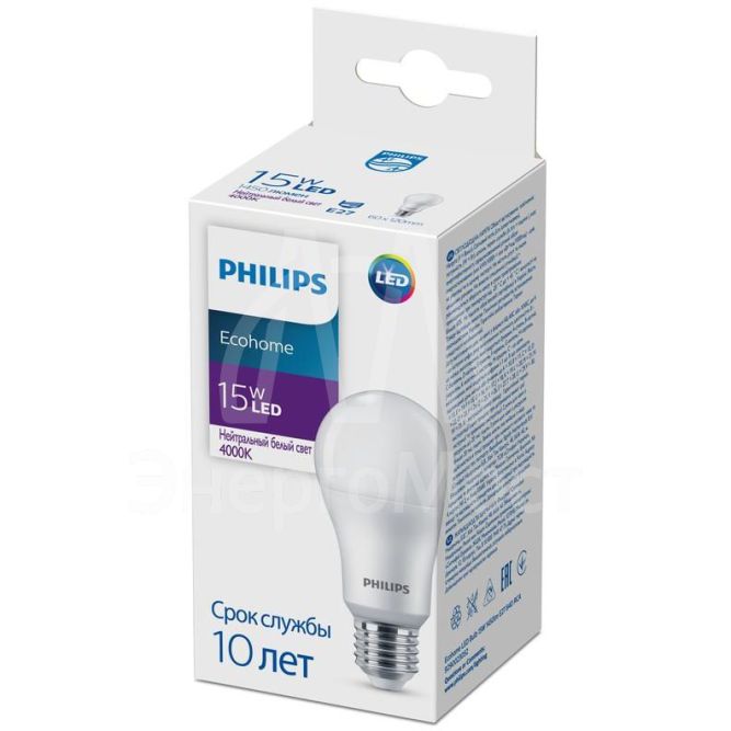 Лампа светодиодная Ecohome LED Bulb 15Вт 1450лм E27 840 RCA Philips 929002305217
