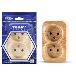 Розетка 2-м ОП Frea 16А IP20 250В без заземл. АБС-пластик сосна TOKOV ELECTRIC TKE-FR-R2-C25