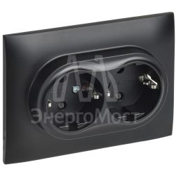 Розетка 2-м SKANDY 16А с заземл. защ. штроки в сборе SK-R07Bl черн. IEK SK-R24-16-K02-F