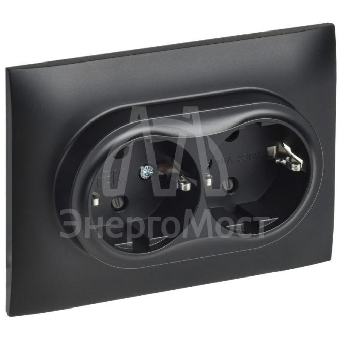 Розетка 2-м SKANDY 16А с заземл. защ. штроки в сборе SK-R07Bl черн. IEK SK-R24-16-K02-F