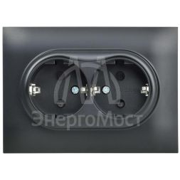 Розетка 2-м SKANDY 16А с заземл. защ. штроки в сборе SK-R07Bl черн. IEK SK-R24-16-K02-F