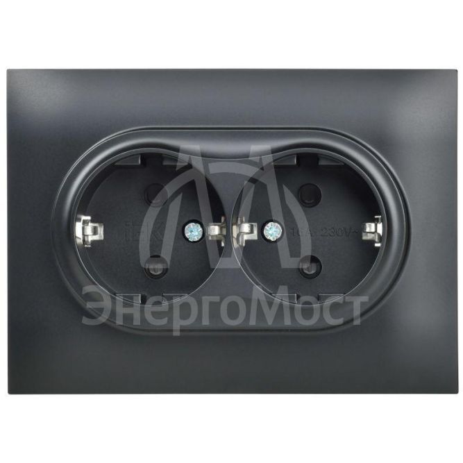 Розетка 2-м SKANDY 16А с заземл. защ. штроки в сборе SK-R07Bl черн. IEK SK-R24-16-K02-F