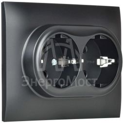 Розетка 2-м SKANDY 16А с заземл. защ. штроки в сборе SK-R07Bl черн. IEK SK-R24-16-K02-F