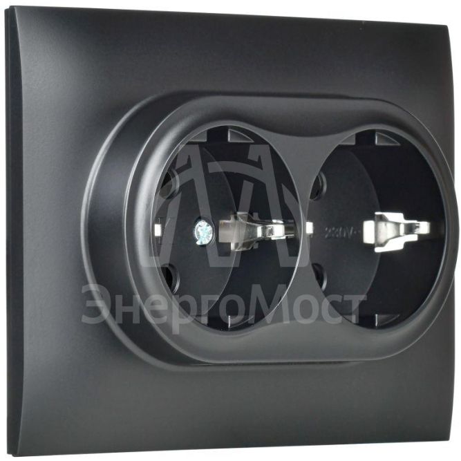 Розетка 2-м SKANDY 16А с заземл. защ. штроки в сборе SK-R07Bl черн. IEK SK-R24-16-K02-F