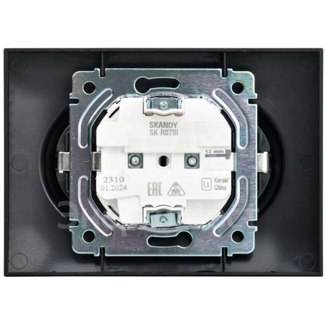 Розетка 2-м SKANDY 16А с заземл. защ. штроки в сборе SK-R07Bl черн. IEK SK-R24-16-K02-F