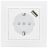 Розетка 1-м СП Минск 16А IP20 с заземл. защ. шторки с заряд. устройством USB 1А бел. EKF ERR16-028-100-USB