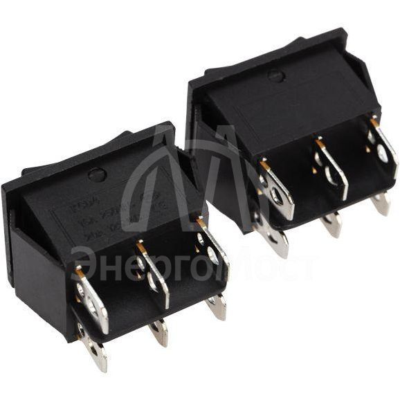 Выключатель клавишный 250В 15А (6с) (ON)-OFF-(ON) с нейтралью без фикс. черн. (RWB-508 SC-767) Rexant 36-2375