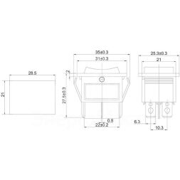 Выключатель клавишный 250В 15А (6с) (ON)-OFF-(ON) с нейтралью без фикс. черн. (RWB-508 SC-767) Rexant 36-2375