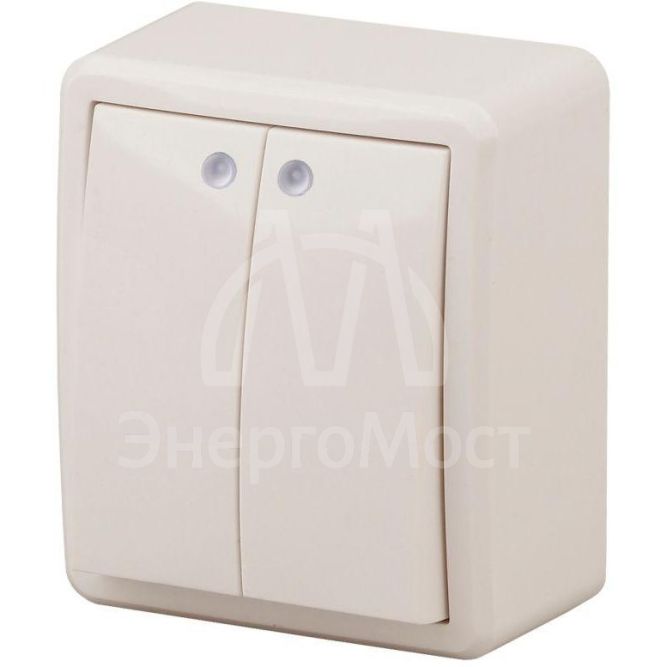 Выключатель 2-кл. ОП Эра Эксперт 10А IP20 11-1205-02 250В 10AX с подсветкой сл. кость Эра Б0020667