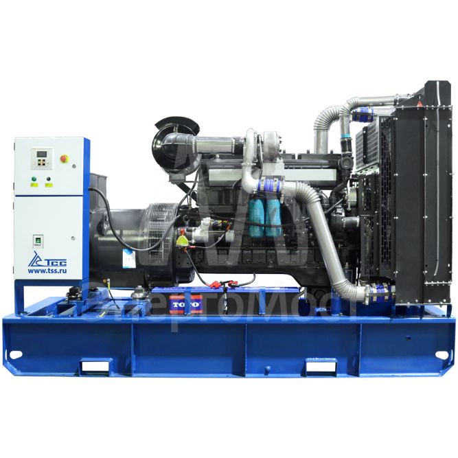 Дизельный генератор ТСС ЭД-250-Т400 с АВР в погодозащитном кожухе на прицепе