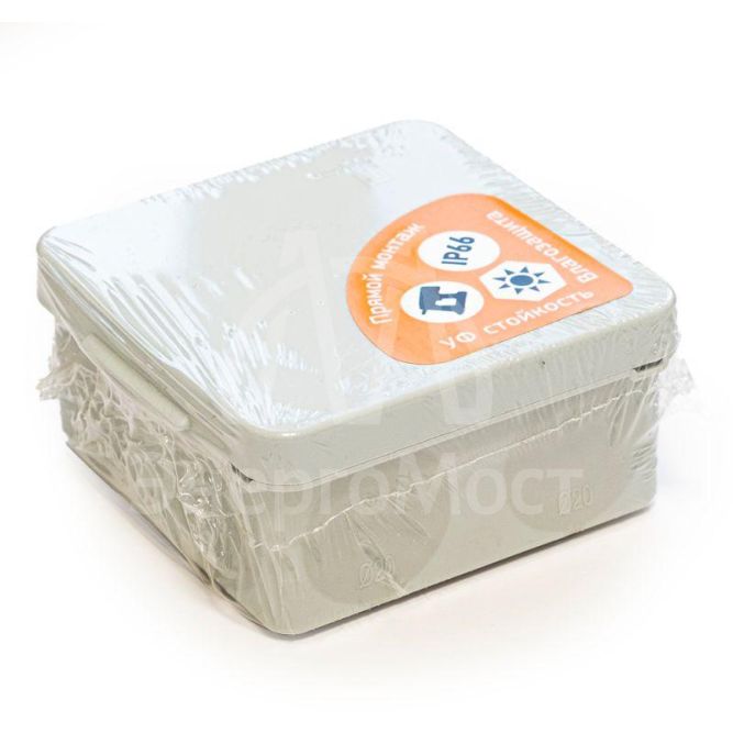 Коробка распределительная ОП для прямого монтажа двухкомпонентная безгалогенная (HF) 100х100х50 Промрукав 60-0300