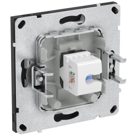 Розетка компьютерная 1-м KANT RJ45 кат.6A без шторки черн. уголь DKC 7012673