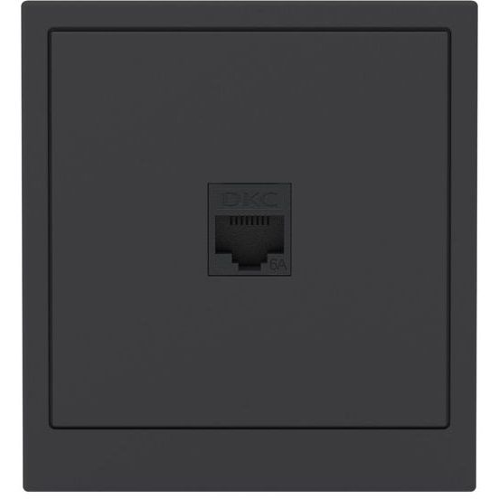 Розетка компьютерная 1-м KANT RJ45 кат.6A без шторки черн. уголь DKC 7012673