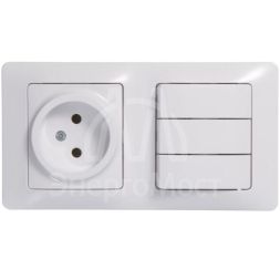 Блок комбинированный GLOSSA розетка + выкл. 3-кл. бел. SchE GSL000176