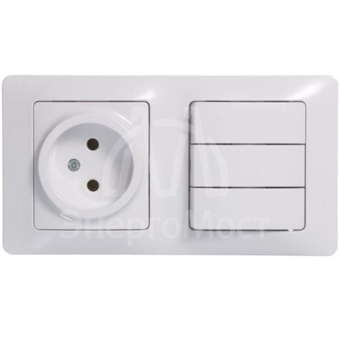 Блок комбинированный GLOSSA розетка + выкл. 3-кл. бел. SchE GSL000176