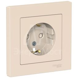 Розетка AtlasDesign 16А с заземл. защ. шторки в сборе беж. SchE ATN000244