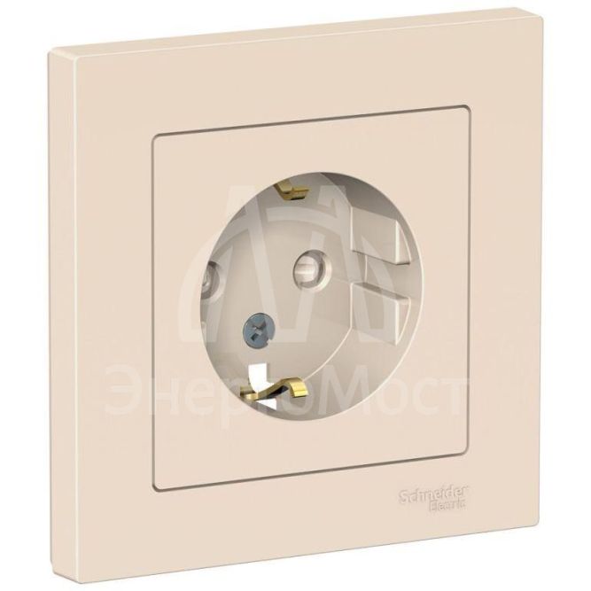 Розетка AtlasDesign 16А с заземл. защ. шторки в сборе беж. SchE ATN000244