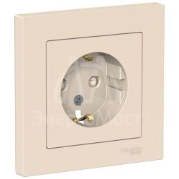 Розетка AtlasDesign 16А с заземл. защ. шторки в сборе беж. SchE ATN000244