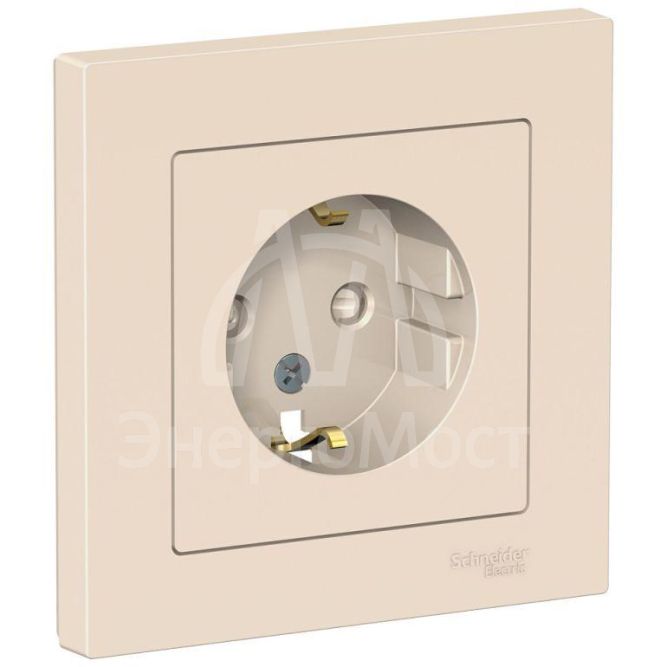 Розетка AtlasDesign 16А с заземл. защ. шторки в сборе беж. SchE ATN000244