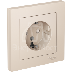 Розетка AtlasDesign 16А с заземл. защ. шторки в сборе беж. SchE ATN000244