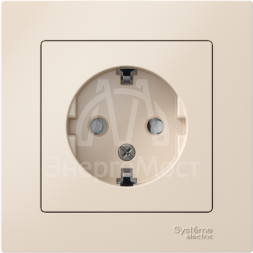 Розетка AtlasDesign 16А с заземл. защ. шторки в сборе беж. SchE ATN000244