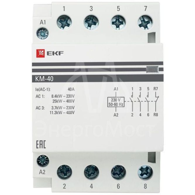 Контактор модульный КМ 40А 3NО+NC (3 мод.) EKF km-3-40-31