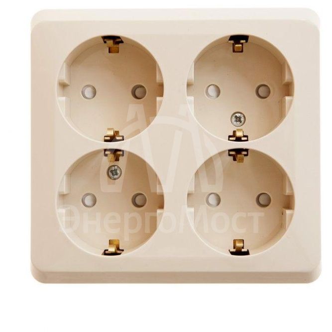 Розетка 4-м ОП Этюд 16А 250В защ. шторки с заземл. крем. SchE PA16-208K