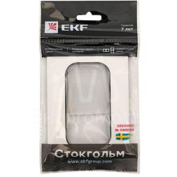 Рамка для розетки 2-м Стокгольм бел. с линией цвета черн. PROxima EKF EYM-G-303-20