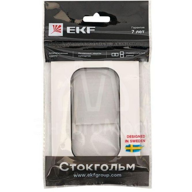 Рамка для розетки 2-м Стокгольм бел. с линией цвета черн. PROxima EKF EYM-G-303-20