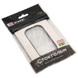 Рамка для розетки 2-м Стокгольм бел. с линией цвета черн. PROxima EKF EYM-G-303-20