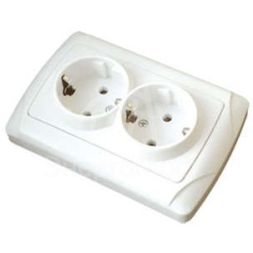 Розетка 2-м СП Маргарита 16А с заземл. бел. UNIVersal М0128