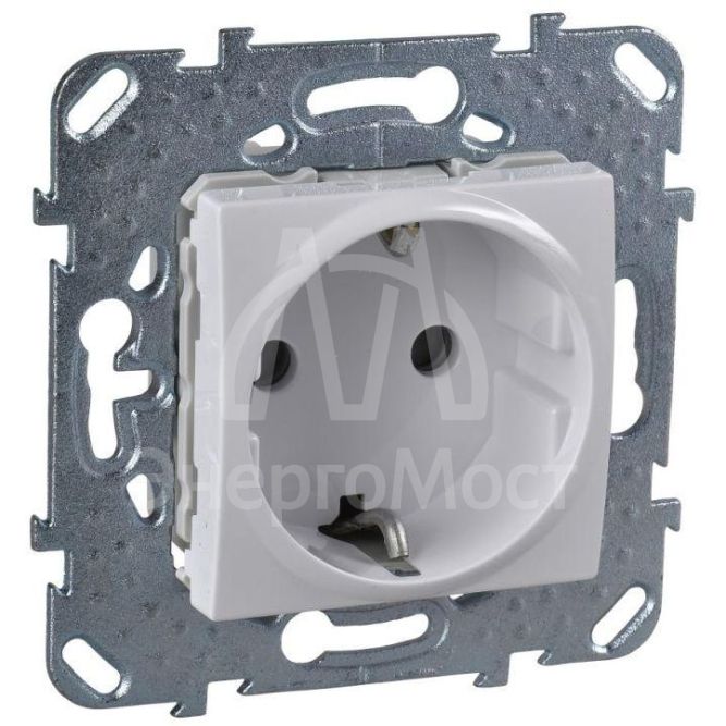 Механизм розетки 1-м СП Unica защ. шторки с заземл. бел. SchE MGU5.037.18ZD