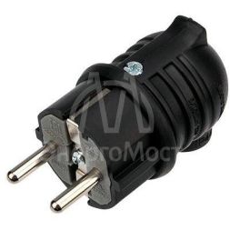 Вилка угловая влагозащ. с/з 16А IP44 каучук Rexant 111-003