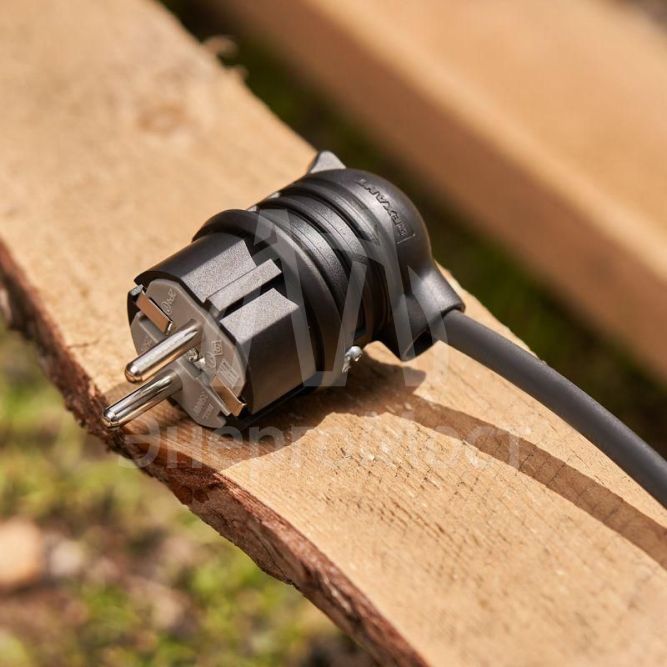 Вилка угловая влагозащ. с/з 16А IP44 каучук Rexant 111-003