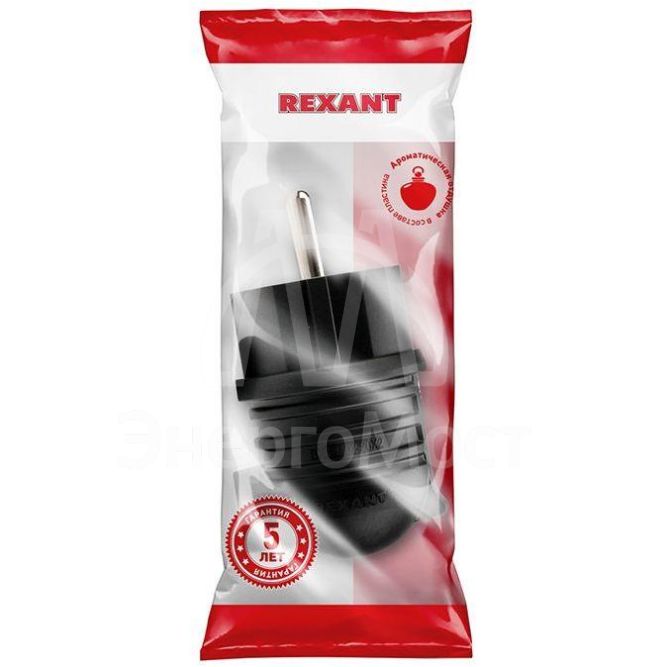 Вилка угловая влагозащ. с/з 16А IP44 каучук Rexant 111-003