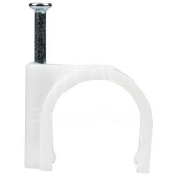 Скоба крепежная круглая с гвоздем d16мм пластик. (уп.50шт) EKF plcn-sr-16