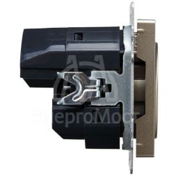 Розетка BRITE РЮш10-1-БрШ 16А с USB A+A 2.1А с заземл. защ. шторки шампань IEK BR-R14-16-U21-D21-K37