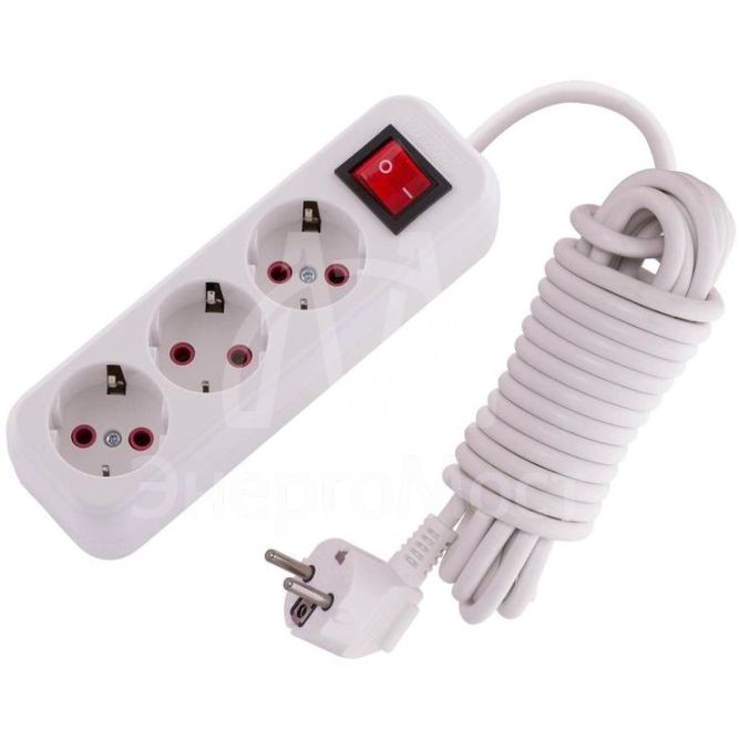 Удлинитель 3х5м с заземл. 16А IP20 с выкл. LEZARD 720-0305-302