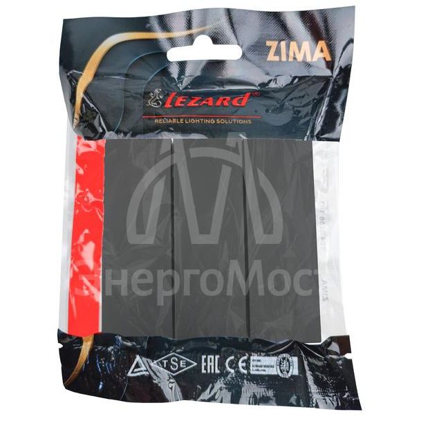 Выключатель 3-кл. СП ZIMA IP20 10А безвинт. зажим черн. бархат LEZARD 704-4288-109QC